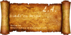 Lukács Arika névjegykártya